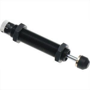 Shock absorber KMS2016B with adjustable settings and black metal body, featuring a threaded end and rubber tip