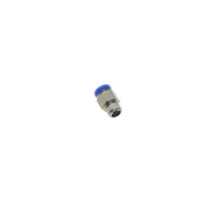 Straight fitting 4mm x M5 with blue collet and metal body for pneumatic connections