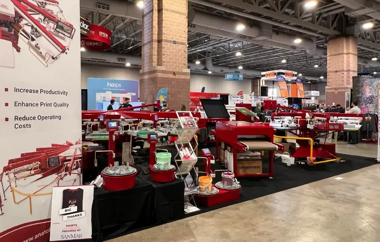 Conveyor dryer curing screen printed garments quickly and evenly.